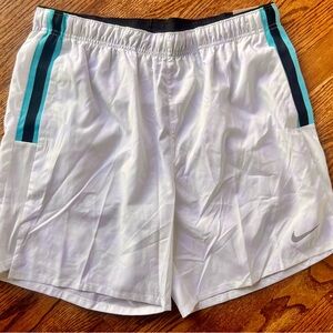 Nike Men’s Standard Fit 7” Shorts White Teal Stripe – Size Large